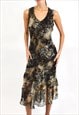 VINTAGE Y2K FRILLY MIDI DRESS IN ANIMAL PRINT