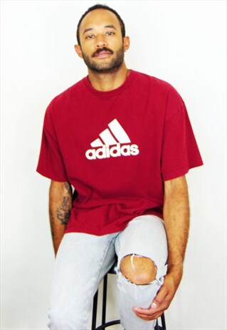 90S STYLE CLASSIC LOGO BURGUNDY SHORT SLEEVE TEE SHIRT XL
