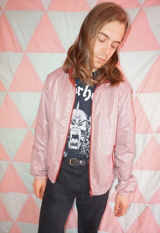 VINTAGE 80'S RED AND WHITE FLEECE LINED JACKET