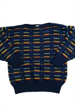 Vintage 3D Knit 90s Multicoloured Baggy Fit Retro Jumper