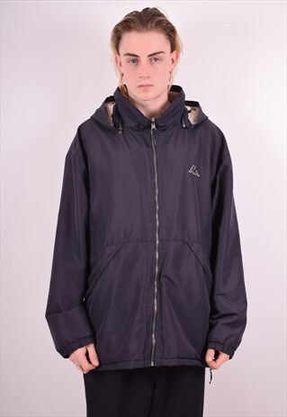 KAPPA MENS VINTAGE REVERSIBLE JACKET LARGE BLACK 90S