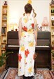 VINTAGE 90S RED / YELLOW / WHITE FLORAL VISCOSE MAXI DRESS