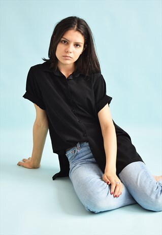 90'S RETRO MINIMALIST OVERSIZED BLOUSE TOP