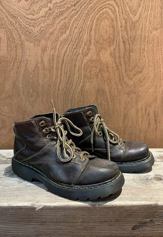 VINTAGE BROWN LEATHER LACE UP DR MARTEN ANKLE BOOTS