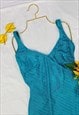 VINTAGE 80S GREEN WRAP AROUND LOW BACK SWIMSUIT