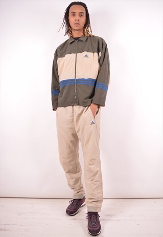 ADIDAS MENS VINTAGE FULL TRACKSUIT LARGE KHAKI 90S