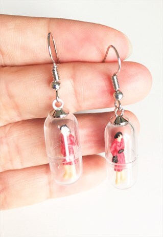 HANDMADE RED DOLL EARRING