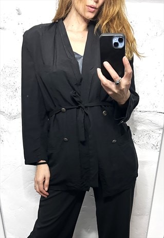 BLACK OVERSIZED DOUBLE BREASTED 80S BLAZER 