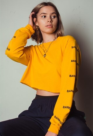 YELLOW WAVY CROP TOP