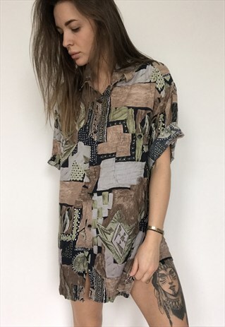PATTERNED OVERSIZED RETRO VINTAGE UNISEX FESTIVAL SHIRT