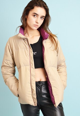 VINTAGE 90'S RETRO MINIMALIST NEUTRAL PUFFER SPORTS JACKET
