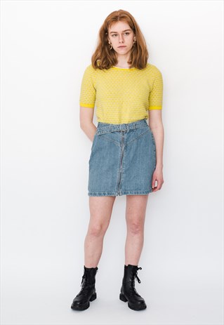 Vintage 90s denim summer mini skirt in blue