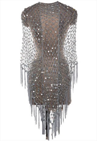 VINTAGE SEQUINED EVENING CAPE - M