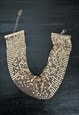 70'S VINTAGE GOLD METAL CHAINMAIL LADIES CHOKER NECKLACE