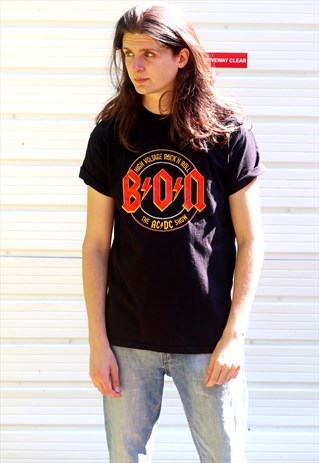 1990'S VINTAGE BLACK GRAPHIC ACDC T-SHIRT