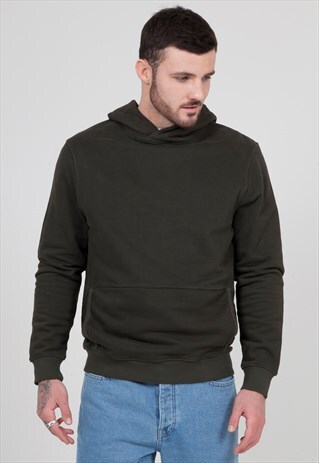 HOODIE IN BRUSHED COTTON SWEAT DARK GREEN