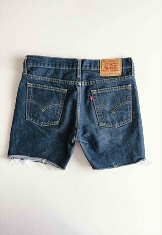 Vintage 90s Bermuda 536 Dark Blue Cut Off Denim Shorts Women