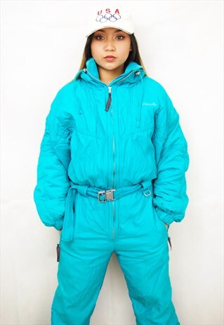 CRAZY PRINT PUFFER SKI SUIT/JUMPSUIT (1990'S)