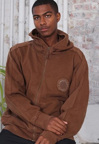 VINTAGE TIMBERLAND FULL ZIP LOGO HOODIE BROWN