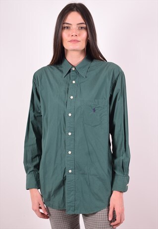 RALPH LAUREN WOMENS VINTAGE SHIRT XL GREEN 90S