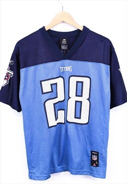 Vintage NFL Titans Jersey Blue Short Sleeve With 28 Print 