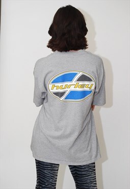 90s Hurley T-Shirt (XL) grey surf skater skate surfer loose