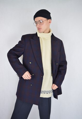 VINTAGE MULTICOLOUR CHECKERED WOOL BLAZER
