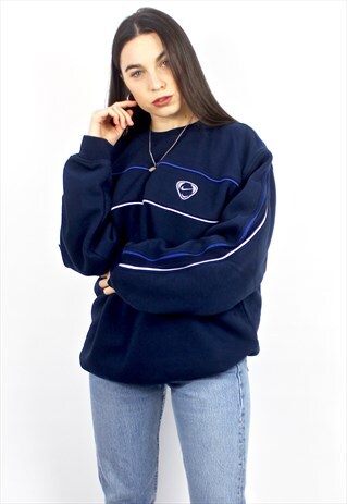 90'S RETRO NAVY OVERSIZED EMBROIDERED SWEATSHIRT