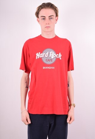 HARD ROCK CAFE MENS VINTAGE SHANGHAI T-SHIRT TOP MEDIUM RED