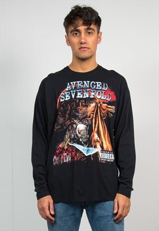 VINTAGE AVENGED SEVENFOLD LONG SLEEVE BAND T-SHIRT