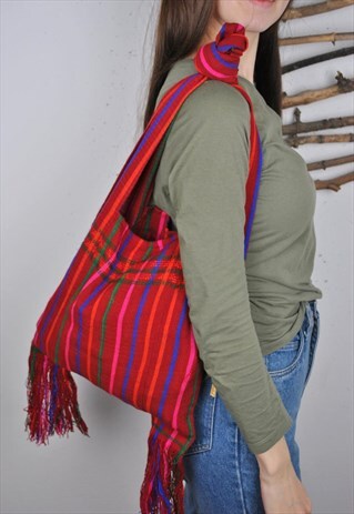 70S STRIPED HIPPIE BAG