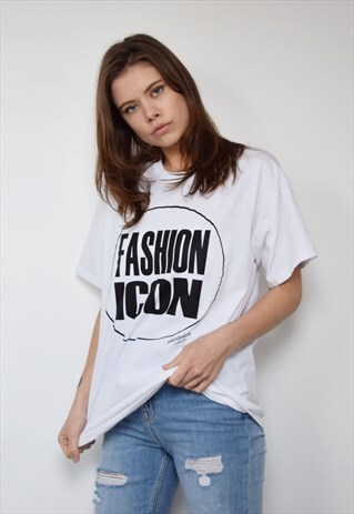 WHITE TSHIRT 'FASHION ICON'