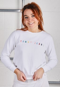 Vintage Tommy Hilfiger Sweatshirt White Pullover Jumper XS