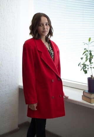 VINTAGE 80'S RED WOOL COAT