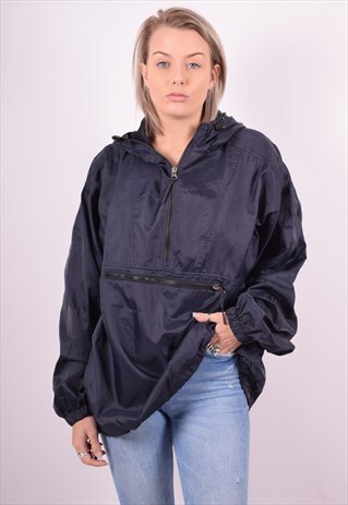 WOMENS VINTAGE PULLOVER JACKET XXL BLUE 90'S
