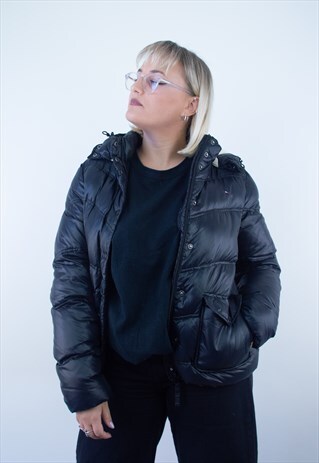 VINTAGE TOMMY HILFIGER GLANZ WINTER PUFFER JACKET WITH HOOD