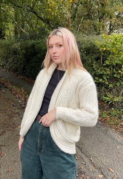 Vintage 90s Knitted Aran Cottage Core Cardigan 