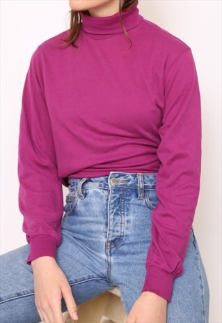 VINTAGE 90S PURPLE POLO HIGH TURTLE NECK TOP