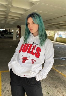 Vintage 90s Chicago Bulls White Pullover Hoodie