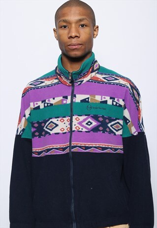 VINTAGE SERGIO TACCHINI LOGO FLEECE BLUE PURPLE GREEN