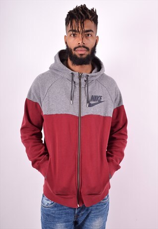 NIKE MENS VINTAGE HOODIE JACKET LARGE MAROON 90'S