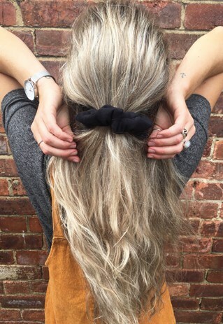 BLACK FAUX SUEDE SCRUNCHIE