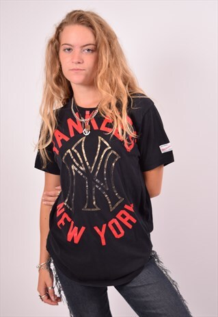 VINTAGE MAJESTIC NY YANKEES T-SHIRT TOP BLACK