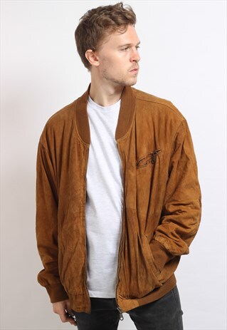 VINTAGE SUEDE OVERSIZED BOMBER JACKET