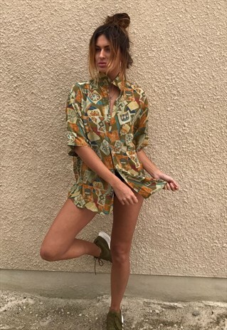 PATTERNED OVERSIZED RETRO VINTAGE UNISEX FESTIVAL SHIRT