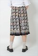 VINTAGE STRETCHY WAIST MIDI WOMEN SHORTS IN MIXED PRINT S/M