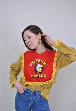 90S NATIVE AMERICAL COSTUME, VINTAGE INDIE HERITAGE SHIRT
