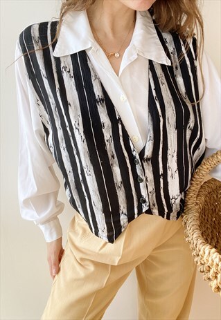 VINTAGE 80S MASCULINE ABSTRACT MINIMALIST PARISIAN SHIRT TOP
