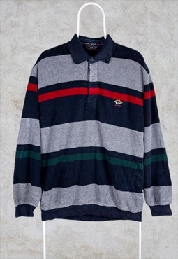 Vintage Paul & Shark Striped Rugby Polo Shirt Large