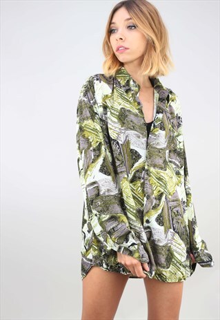 VINTAGE OVERSIZED LONG SLEEVE PATTERNED SHIRT